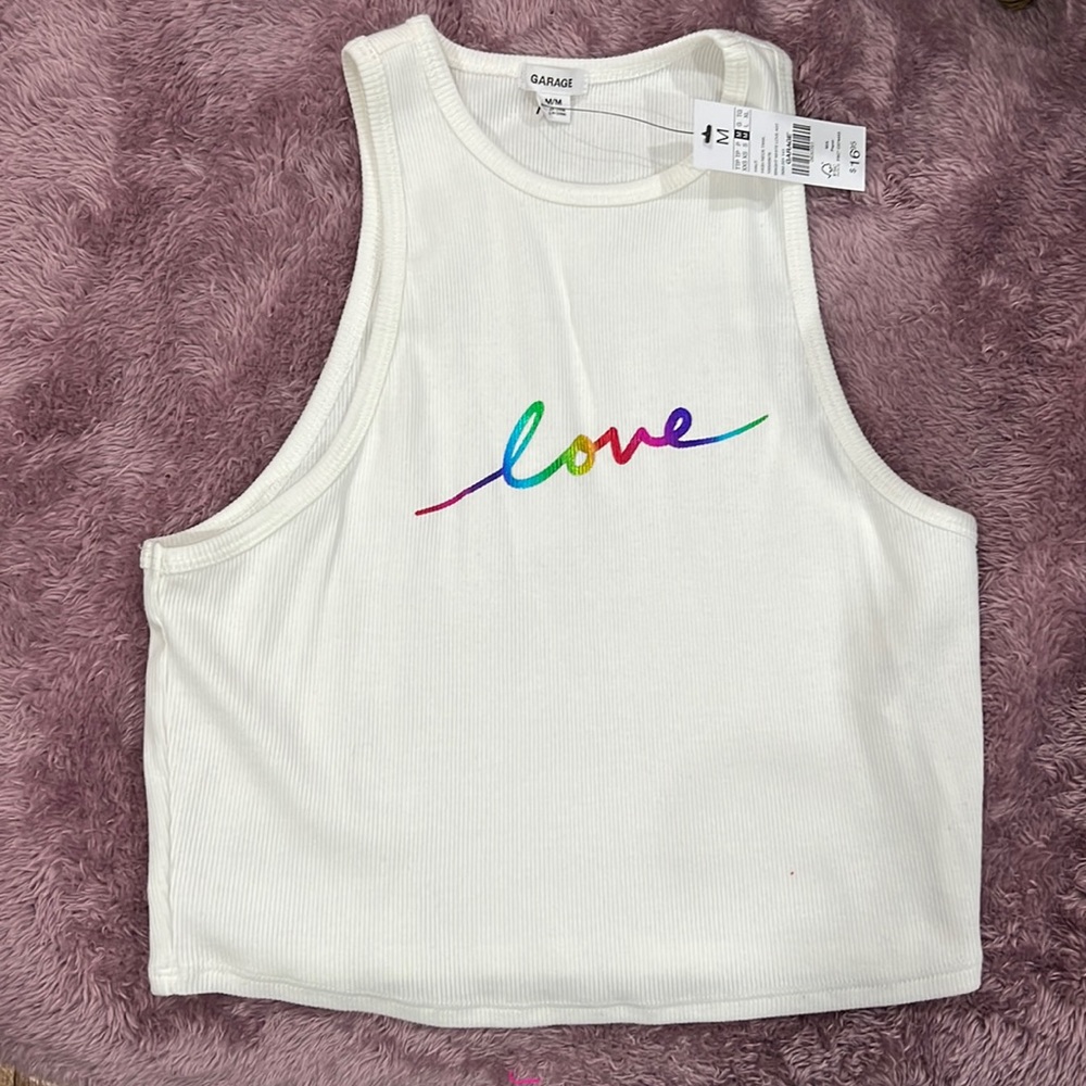 NWT love rainbow crop tank top